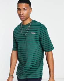 Jack & Jones Originals oversized stripe t-shirt with chest embroidery in green