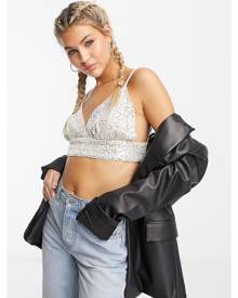 Urban Revivo sequin cropped cami top in silver