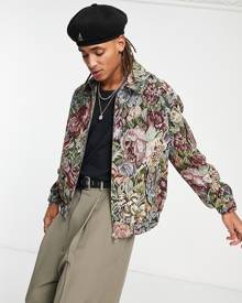 ASOS DESIGN oversized harrington jacket in floral jacquard-Multi