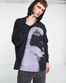ASOS DESIGN super oversized hoodie in back with photographic print-Black
