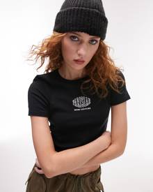 Topshop graphic parisian everyday tee in black
