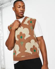 ASOS DESIGN knitted tank with geo pattern in brown