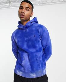 Polo Ralph Lauren icon logo tie dye fleece hoodie in blue multi