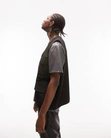 Topman utility vest in black