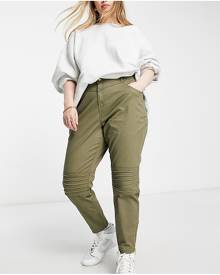 River Island Plus skinny utility biker pants in khaki-Green