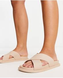ASOS DESIGN Wide Fit Frenzy cross strap flat sandals with chain in