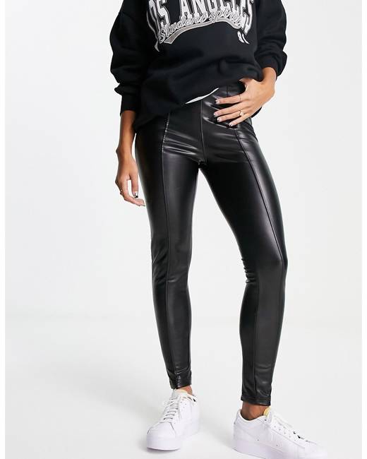 New Look faux leather leggings in cream