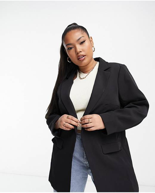 New Look satin lapel blazer in black