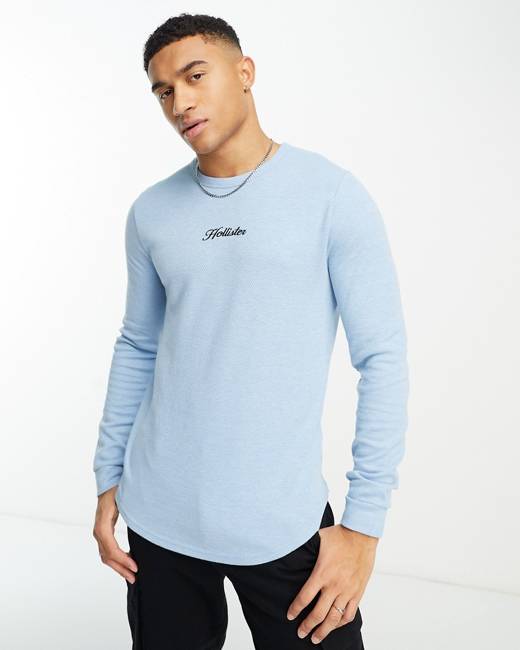 Hollister logo ombre long sleeve top in black/blue/pink