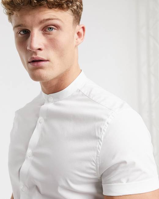 ASOS DESIGN regular shirt with lace collar in white