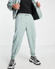 ASOS DESIGN high waisted oversized tapered trackies in green