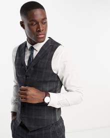 Harry Brown slim fit suit waistcoat in grey check