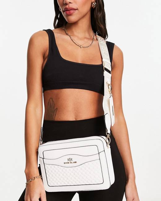 River Island patent embossed backpack in black