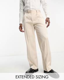ASOS DESIGN smart wide leg pants in beige satin-Neutral