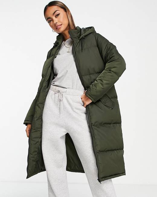 Brave Soul bunny hooded puffer jacket in sage