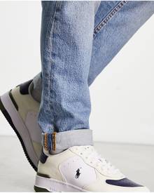 Polo Ralph Lauren x ASOS exclusive collab Masters court low leather sneakers in cream, navy, green with pony logo-Multi
