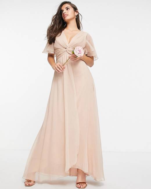 ASOS DESIGN bridesmaid tulle cami maxi dress with satin ribbon