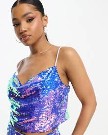 Monki sequin cami cropped top in multi (part of a set)