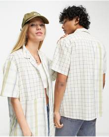 Reclaimed Vintage unisex short sleeve spliced check shirt-Multi