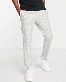 Topman high waisted smart trackies in grey & brown