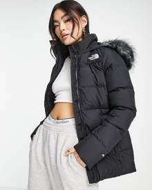 Women's Puffer Padded Jacket Grey Colour Block North Face Inspired –
