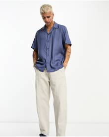 Reclaimed Vintage viscose revere shirt in blue