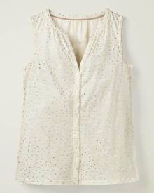 Dara Pompom Jersey Shirt Ivory/Gold Foil, Polka Dot Women Boden, Ivory/Gold Foil, Polka Dot