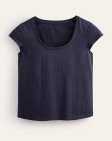 Anna Rib Henley T-Shirt - Navy, Camel