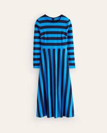 Stripe Jersey Midi Dress Navy, Brilliant Blue Stripe Women Boden, Navy, Brilliant Blue Stripe