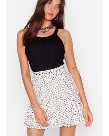 NastyGal Womens Lace Polka Dot Ruffle Mini Skirt - White