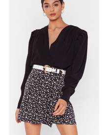 NastyGal Womens Polka Dot Satin Wrap Mini Skirt - Black