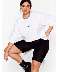 NastyGal Womens Plus Size Over It Graphic Sweatshirt - White