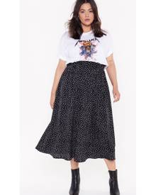 NastyGal Womens Plus Size Polka Dot Midi Skirt - Black