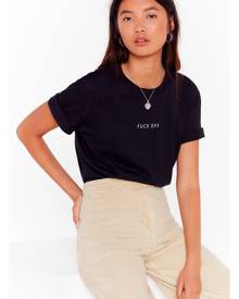 NastyGal Womens Fuck Off Oversized Graphic T-Shirt - Black