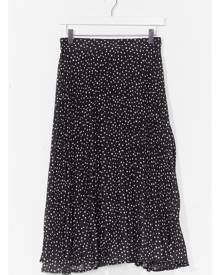 NastyGal Womens Polka Dot Pleated Midi Skirt - Black