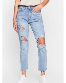 NastyGal Womens High Waisted Mom Ripped Jeans - Light Blue