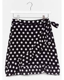 NastyGal Womens Polka Dot Side Wrap Mini Skirt - Black