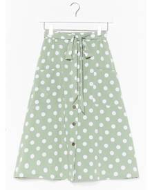 NastyGal Womens Polka Dot Button Down Midi Skirt - Mint