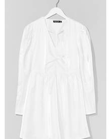 NastyGal Womens Taffeta Puff Sleeve Mini Smock Dress - White