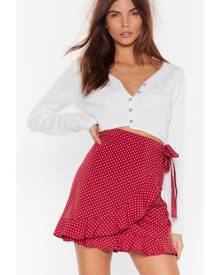 NastyGal Womens Polka Dot Wrap Skirt - Burgundy