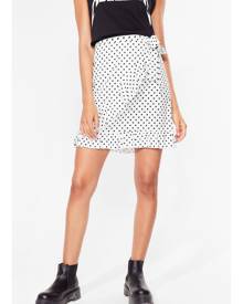 NastyGal Womens Polka Dot Wrap Mini Skirt - White