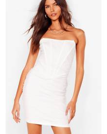 NastyGal Womens Mesh Bandeau Ruched Bodycon Dress - White