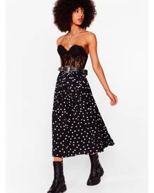 NastyGal Womens Pleated Polka Dot Midi Skirt - Black