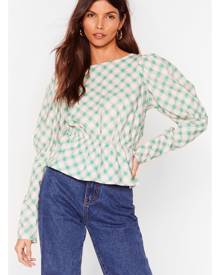 NastyGal Womens Check Puff Sleeve Open Back Blouse - Pink