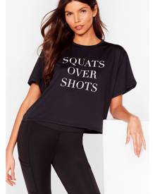 NastyGal Womens Squats Over Shots Cropped Graphic Tee - Black