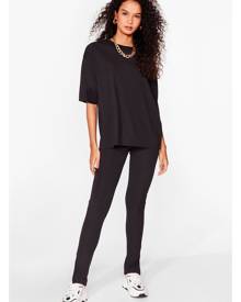 NastyGal Womens Oversized T-Shirt And Leggings Set - Black