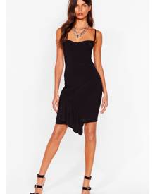 NastyGal Womens Asymmetric Ruffle Bodycon Mini Dress - Black