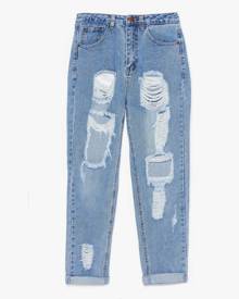 NastyGal Womens Distressed Slouchy Mom Jeans - Bleach Wash
