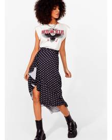 NastyGal Womens Polka Dot Ruffle Wrap Midi Skirt - Black