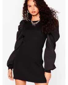 NastyGal Womens Exaggerated Puff Sleeve Knitted Mini Dress - Black